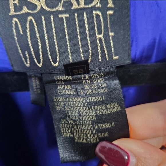 VTG ESCADA Couture Purple Hourglass Blazer Sz 8 Party Event Vintage - Picture 4 of 12